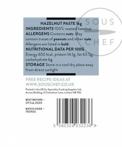 Sous Chef Ingredients Hazelnut Paste For Catering 1kg