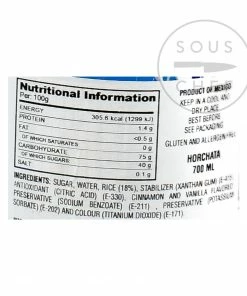 El Yucateco Concentrated Horchata 700ml Ingredients