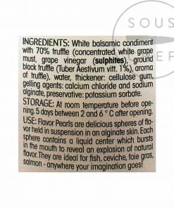 Christine Le Tennier White Balsamic And Black Truffle Flavor Pearls Ingredients