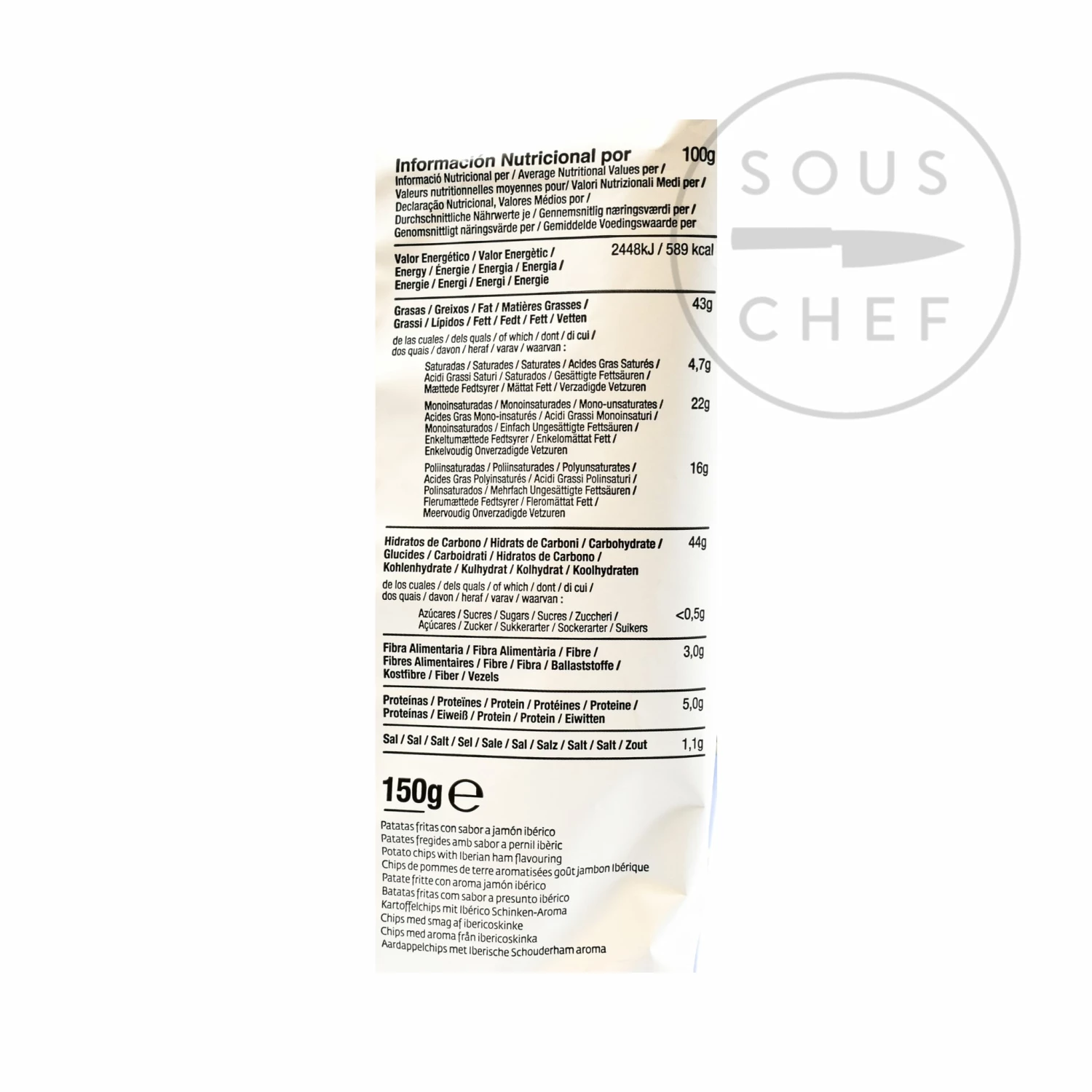 Ingredients Torres Iberico Ham Flavour Crisps 150g 4 Ingredients Torres Iberico Ham Flavour Crisps 150g