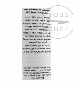 Pain Is Good Carolina Reaper BBQ Sauce 396g Ingredients