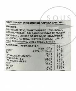 Ingredients Belazu Smoked Chilli Ketchup 300g