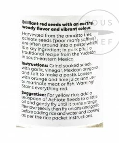 Ingredients Cool Chile Co Achiote Seeds / Annatto Seeds 90g