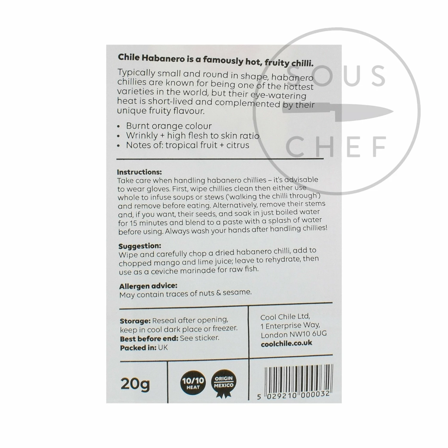 Cool Chile Co Whole Habanero Chillies 20g Ingredients 4 Cool Chile Co Whole Habanero Chillies 20g Ingredients