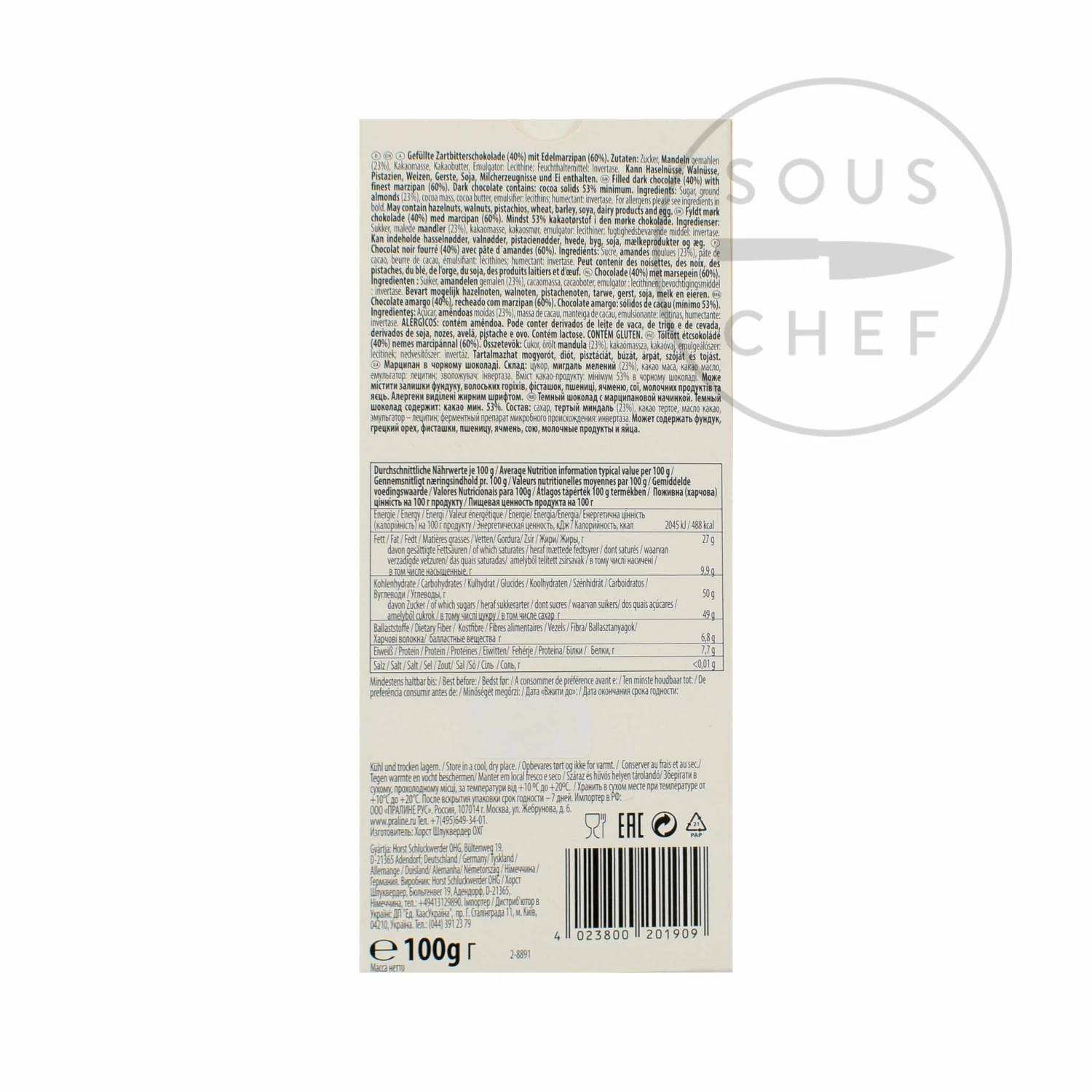 Schluckwerder Edel Marzipan With Dark Chocolate 100g Ingredients 4 Schluckwerder Edel Marzipan With Dark Chocolate 100g Ingredients