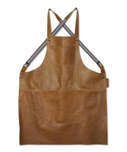 Cookware Dutchdeluxes Leather Suspender Apron In Vintage Camel