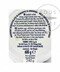 Fabbri Amarena Cherries In Syrup - Opaline Jar 600g Ingredients