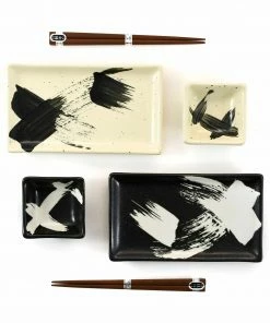 Kiji Stoneware & Ceramics Kuro To Shiro Sushi Serving Set