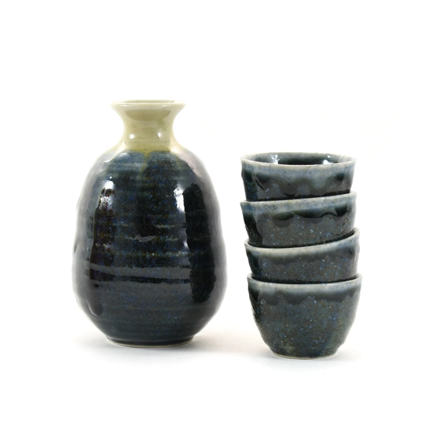 Kiji Stoneware & Ceramics Blue Glaze Sake Set Tableware 3 Kiji Stoneware & Ceramics Blue Glaze Sake Set Tableware