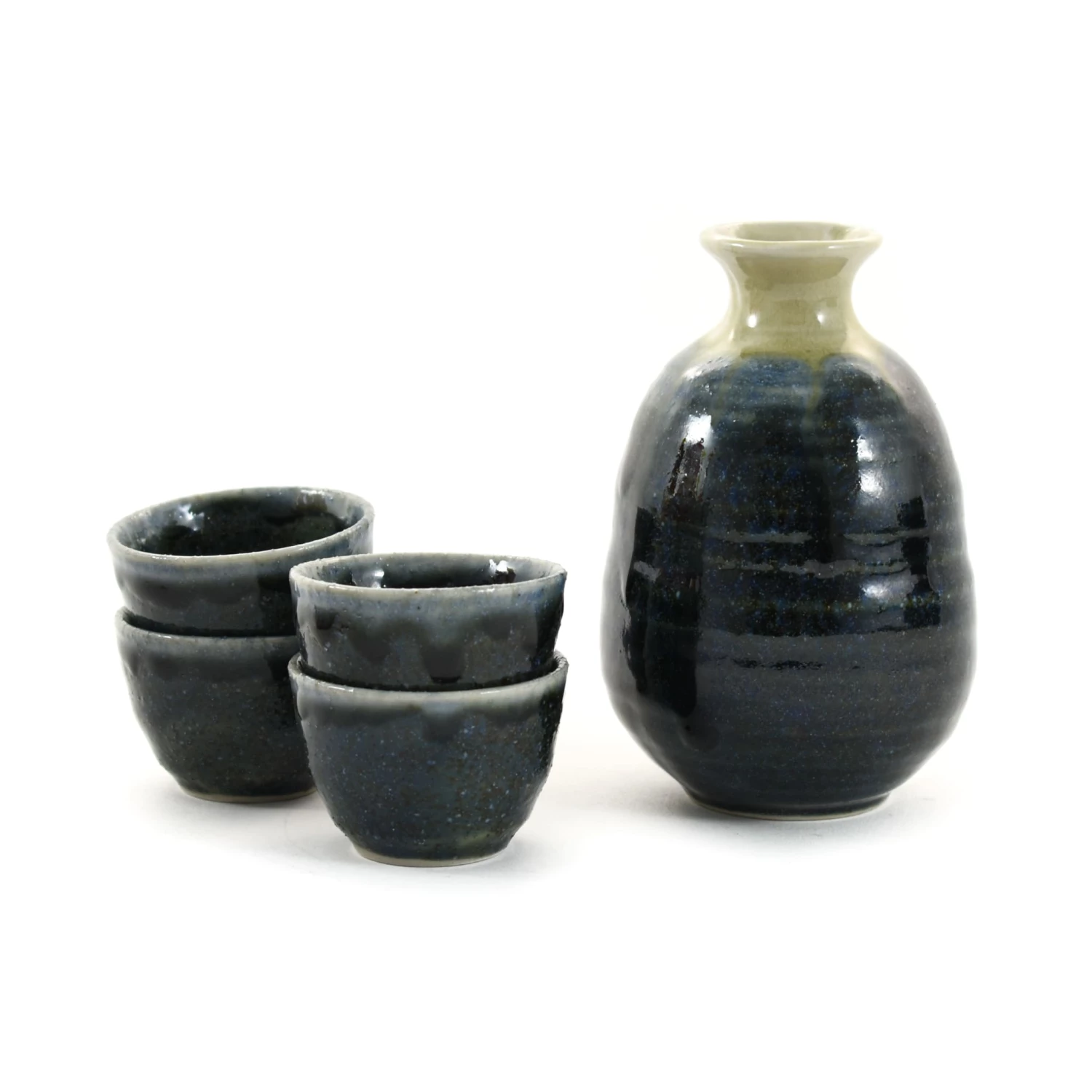 Kiji Stoneware & Ceramics Blue Glaze Sake Set Tableware 4 Kiji Stoneware & Ceramics Blue Glaze Sake Set Tableware
