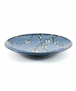 Kiji Stoneware & Ceramics Tableware Blue Sakura Side Plate 22.5cm