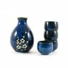 Kiji Stoneware & Ceramics Missing 1 Cup Blue Sakura Sake Set
