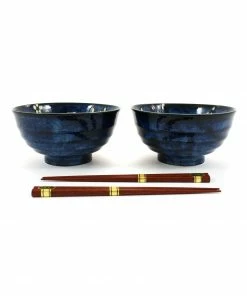 Kiji Stoneware & Ceramics Blue Sakura Udon Bowl Set Tableware