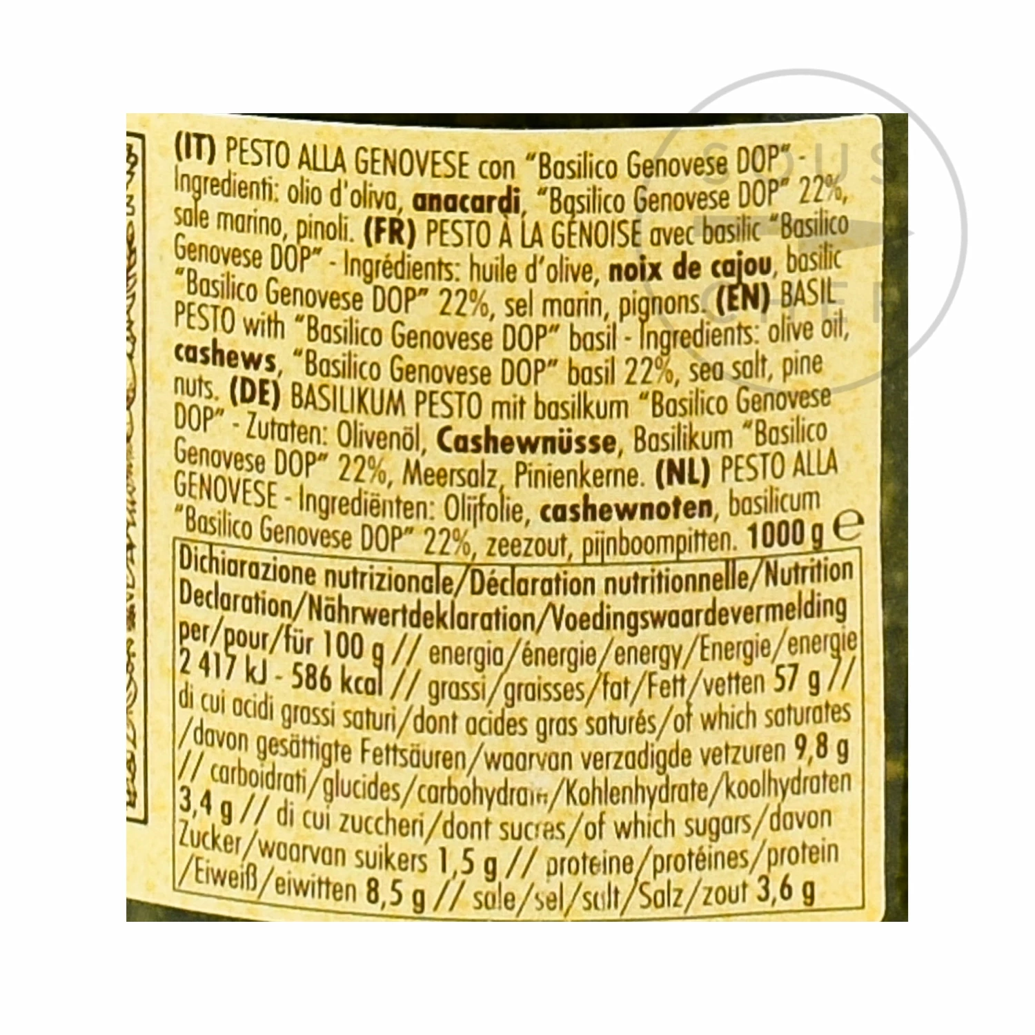 La Favorita Pesto With Genovese Basil DOP Ingredients 7 La Favorita Pesto With Genovese Basil DOP Ingredients