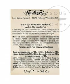 Tartuflanghe Freeze-Dried Alba White Truffle 2.5g Ingredients