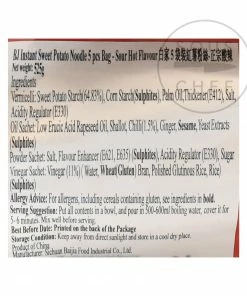 BJ Instant Potato Vermicelli Noodles - Sour Hot 5 Packs 525g Ingredients