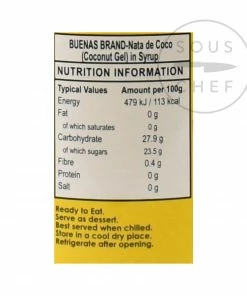 Buenas Coconut Gel 340g Ingredients