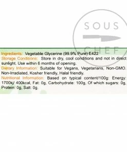 Special Ingredients Ingredients Vegetable Glycerine 1 Litre