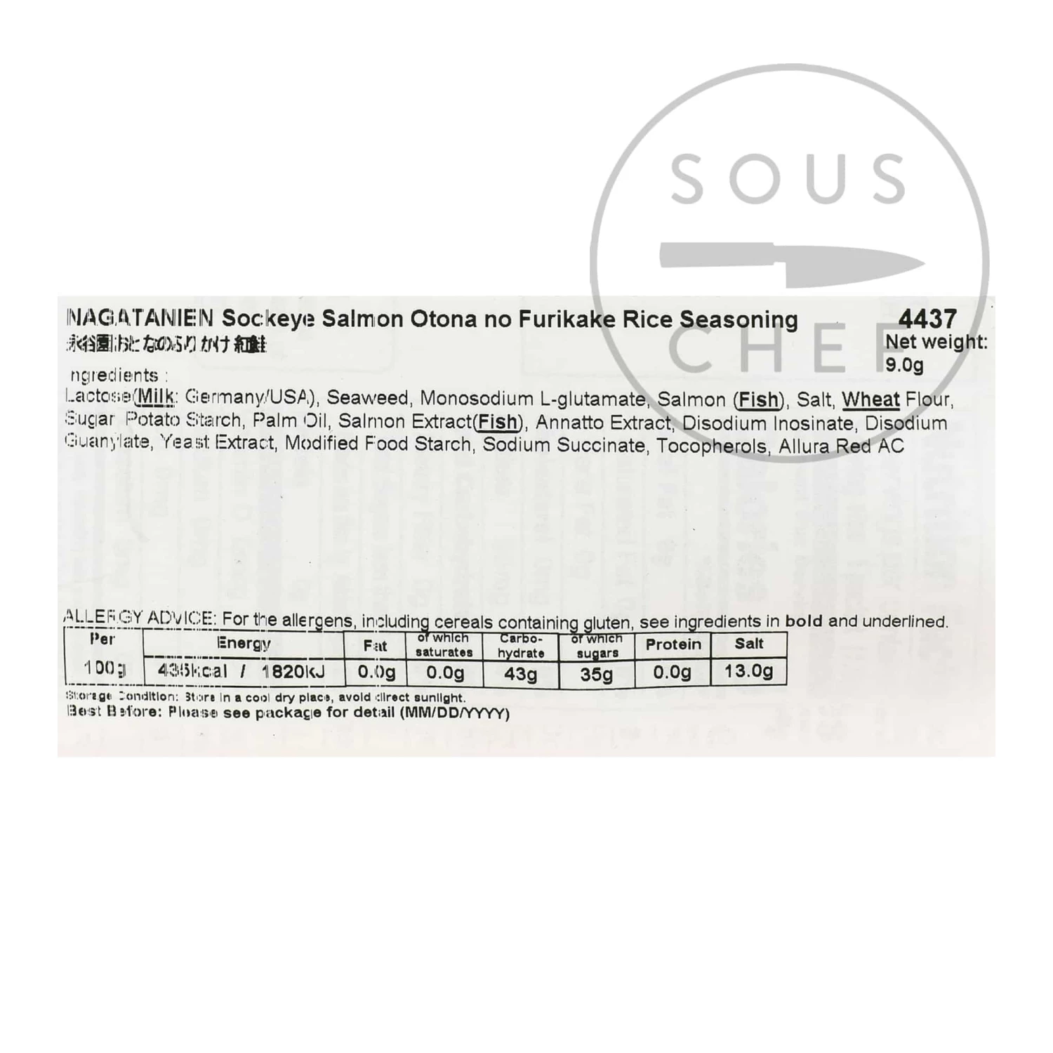 NAGATANIEN Otonano Salmon Furikake Rice Seasoning, 5 Sachets Ingredients 4 NAGATANIEN Otonano Salmon Furikake Rice Seasoning, 5 Sachets Ingredients