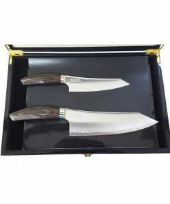 Suncraft Cookware Seki 3 Layer Knife Duo With Wooden Gift Box