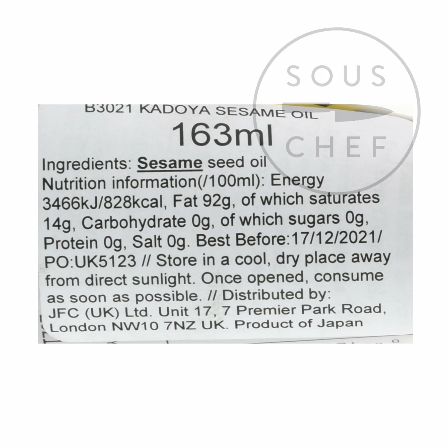 Kadoya Japanese Pure Sesame Oil 163ml Ingredients 4 Kadoya Japanese Pure Sesame Oil 163ml Ingredients