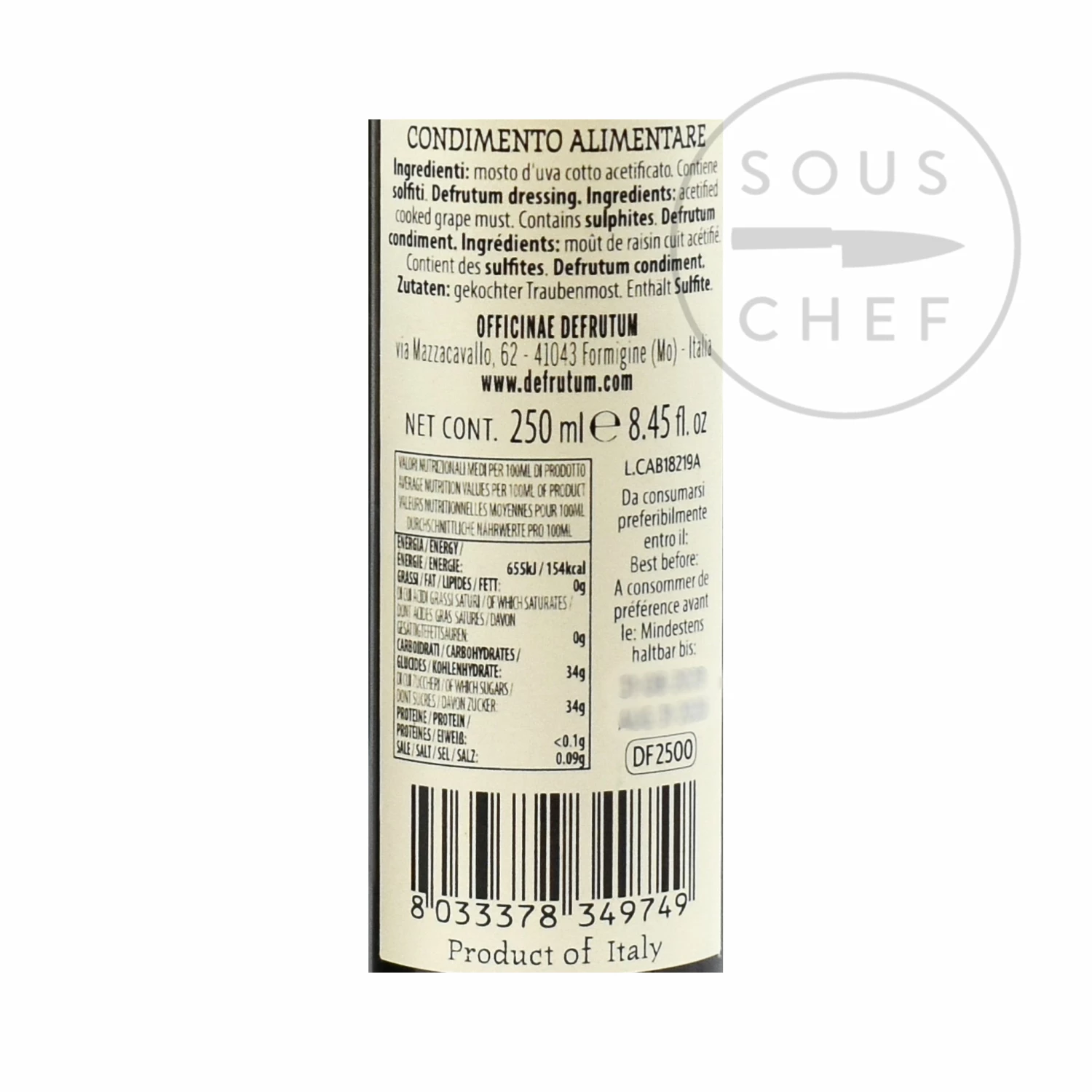 Ingredients Defrutum Balsamic Vinegar Spray 250ml 4 Ingredients Defrutum Balsamic Vinegar Spray 250ml