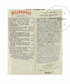 Ingredients Rummo Wholemeal Organic Fusilli 500g
