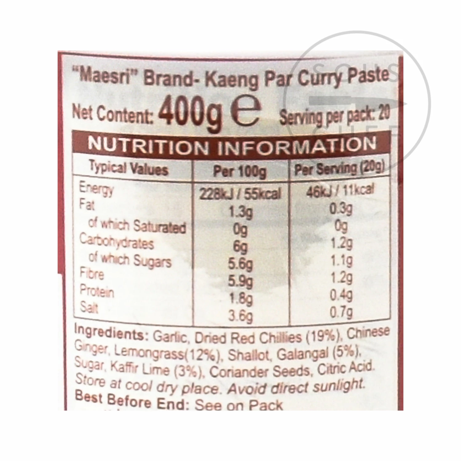 Ingredients Mae Sri Thai Jungle Curry Paste - Kaeng Par 400g 5 Ingredients Mae Sri Thai Jungle Curry Paste - Kaeng Par 400g