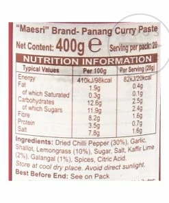 Mae Sri Thai Panang Curry Paste 400g Ingredients