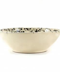 Puglia Handmade Puglia Black Splatter Large Salad Bowl 28cm