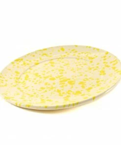 Puglia Handmade Tableware Puglia Yellow Splatter Dinner Plate 27cm