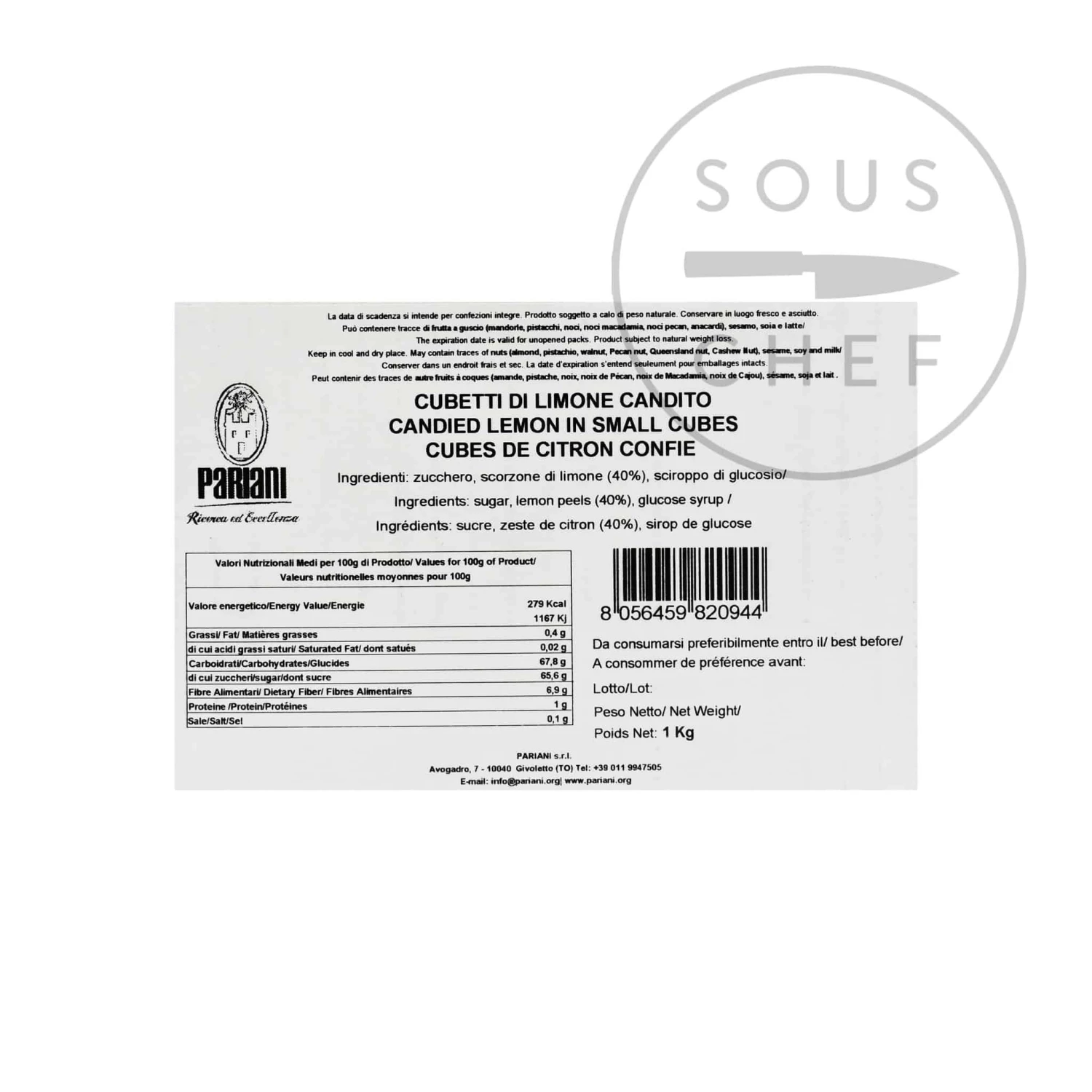 Pariani Candied Lemon In Small Cubes 1kg 5 Pariani Candied Lemon In Small Cubes 1kg