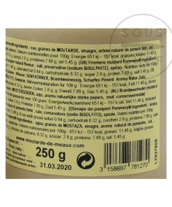 Pommery Firemen's Mustard 250g Ingredients