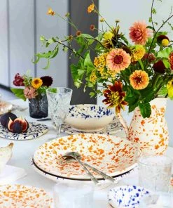 Puglia Handmade Tableware Puglia Orange Splatter Pasta Bowl 29cm