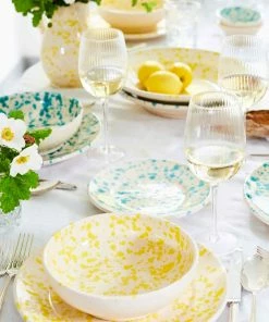 Puglia Handmade Tableware Puglia Yellow Splatter Dinner Plate 27cm