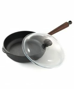 Cookware Skeppshult Traditional Cast Iron Deep Saute Pan With Lid 25cm