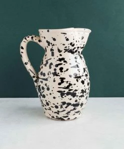 Puglia Handmade Puglia Black Splatter Ceramic Pitcher Tableware