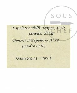 Terre Exotique Espelette Chili Pepper DOP 250g Ingredients