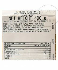 Hikari White Miso 400g Ingredients