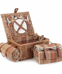 Willow Direct Tartan Picnic Hamper For 2 Autumn Red
