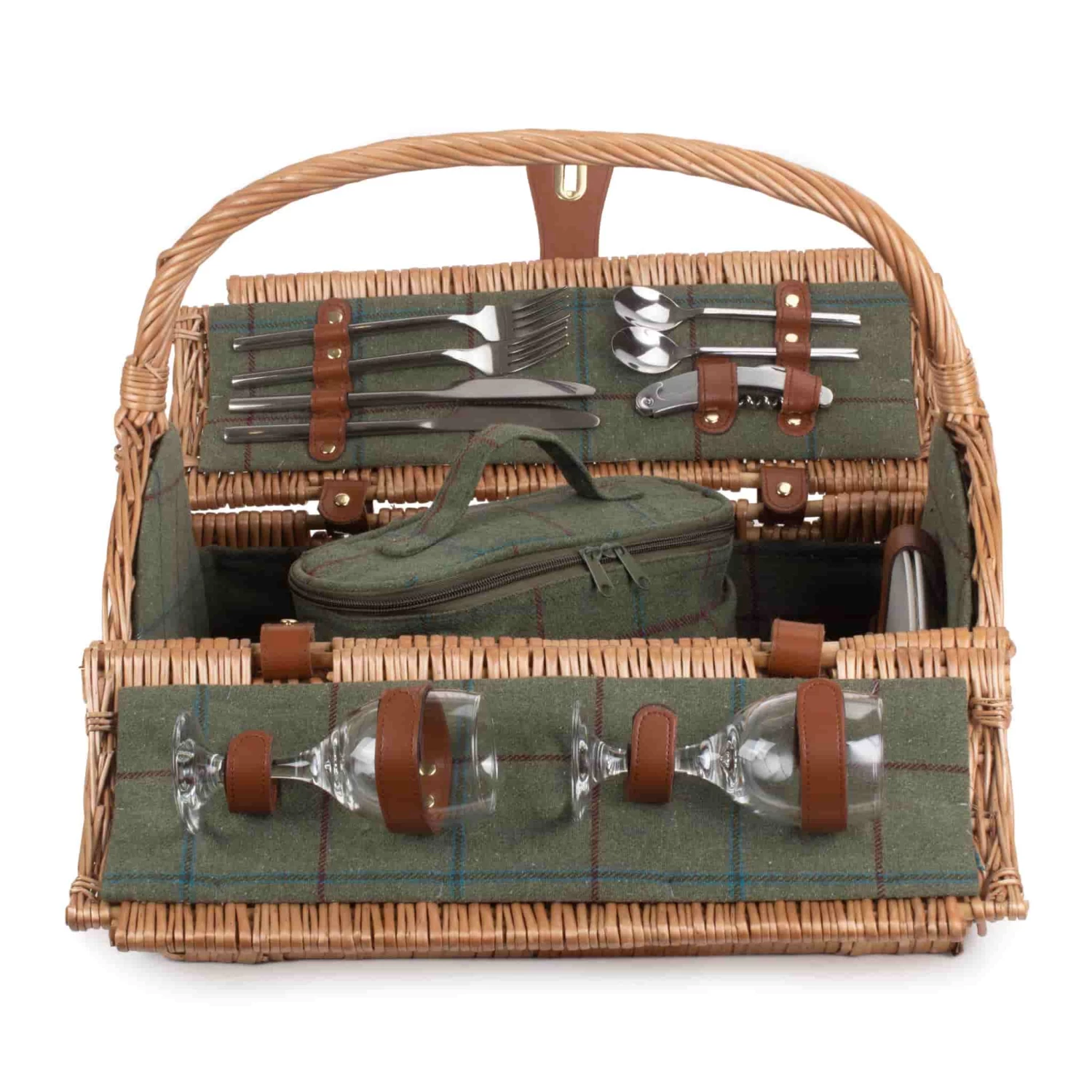 Willow Direct Tweed Oval Picnic Hamper For 2 Green 4 Willow Direct Tweed Oval Picnic Hamper For 2 Green