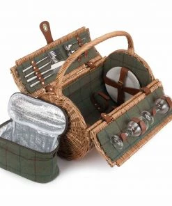 Willow Direct Tweed Oval Picnic Hamper For 2 Green 9 Willow Direct Tweed Oval Picnic Hamper For 2 Green