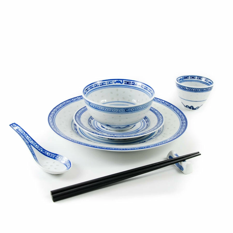 Chinese Tableware Blue Rice Pattern Rice Bowl 11.5cm Tableware 4 Chinese Tableware Blue Rice Pattern Rice Bowl 11.5cm Tableware
