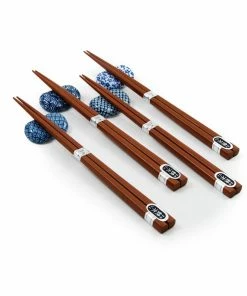 Kiji Stoneware & Ceramics Japanese Chopstick & Rest Set - Blue