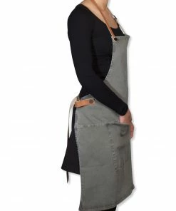 Dutchdeluxes Canvas BBQ Apron In Grey-Green