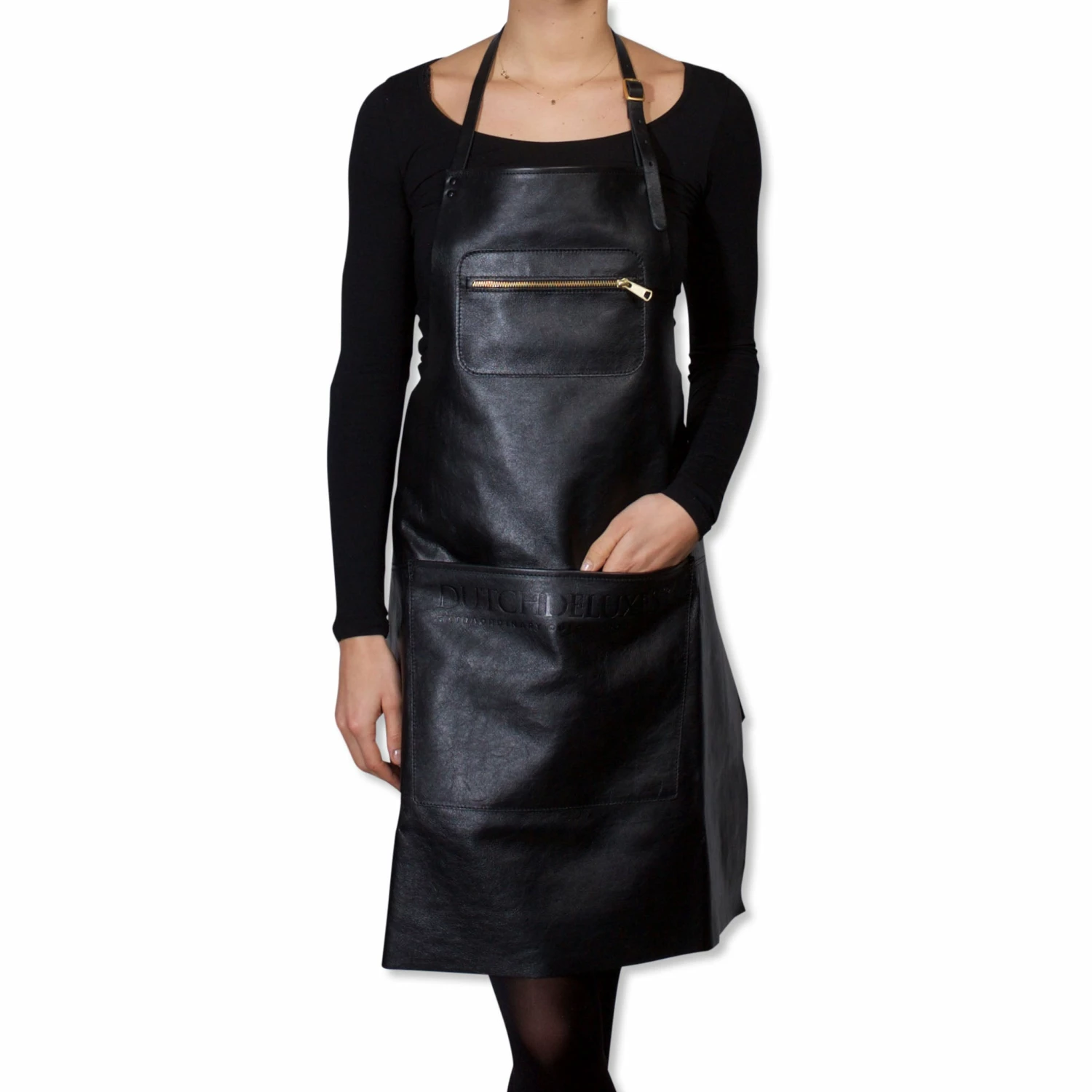 Dutchdeluxes Leather Zipper Apron In Classic Black 5 Dutchdeluxes Leather Zipper Apron In Classic Black