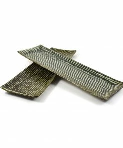 Kiji Stoneware & Ceramics Green Glaze Oblong Sushi Platter
