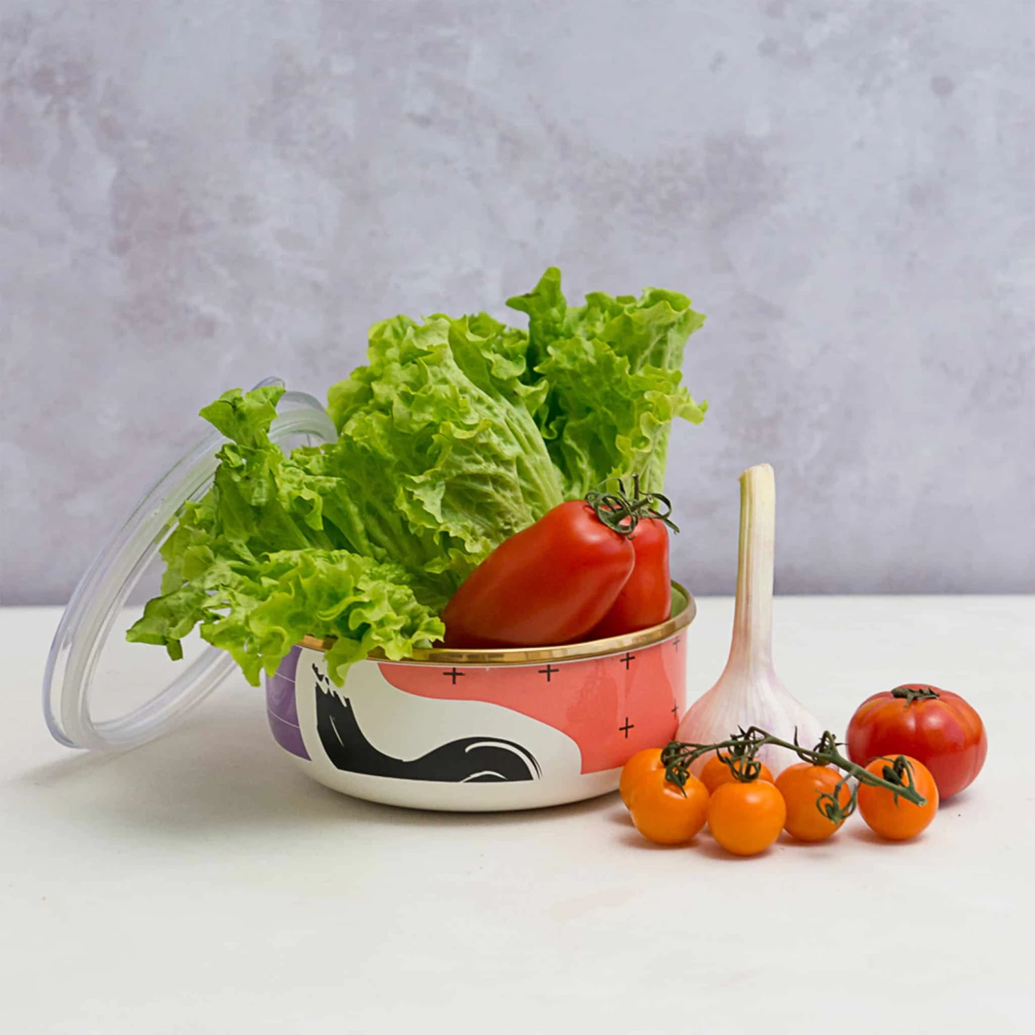 Kapka Abstract Enamel Medium Storage Container 16cm Cookware 4 Kapka Abstract Enamel Medium Storage Container 16cm Cookware