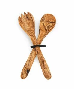 Naturally Med Olive Wood Salad Server Set 30cm