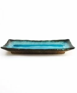 Kiji Stoneware & Ceramics Japanese Tableware Oblong Turquoise Platter